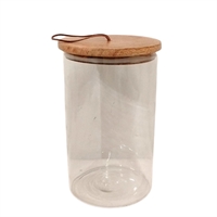 Opbevaringsglas med låg af mango træ Ø  12*22cm