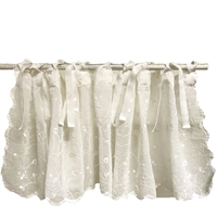 Gardin med broderi "Millefleurs" Creme 200*40cm