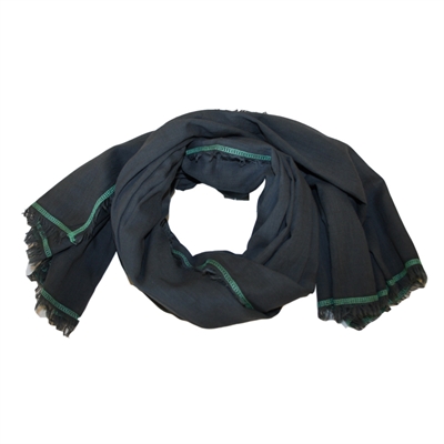 Tørklæde i bomuld - Mørkegrå m.kontrastsøm